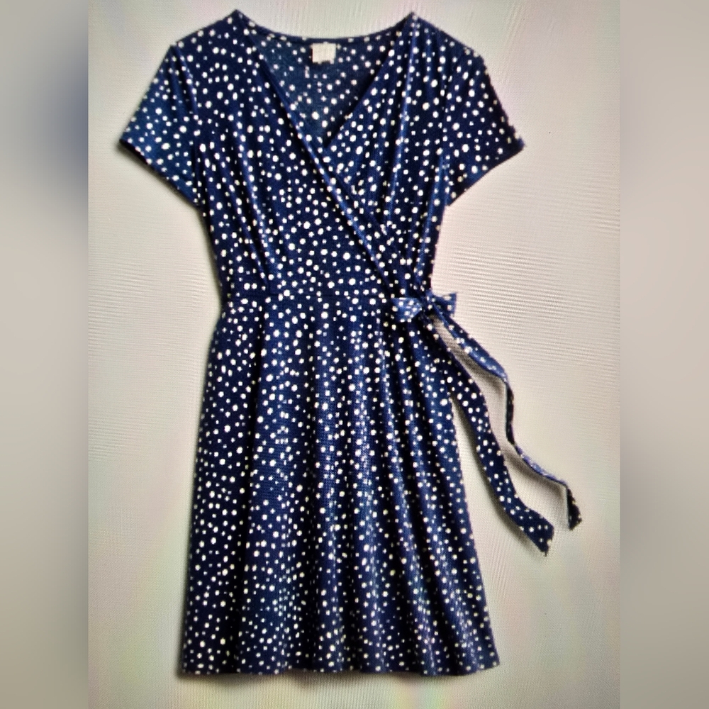 Kaileigh Arnett Faux Wrap Knit Dress Navy EUC